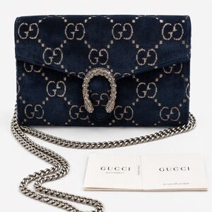 Gucci Dionysus GG Velvet Super Mini Chain Wallet / WOC)